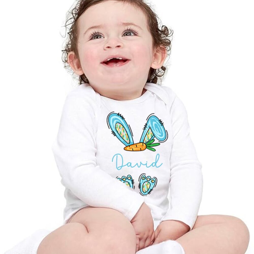 Long Sleeve Easter Onesie - White
